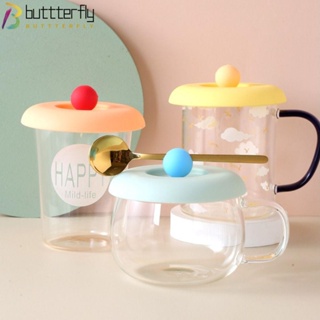 Buttterfly ฝาครอบแก้ว 2 ชิ้น สําหรับชา กาแฟ นม ไม่มีฝุ่น พร้อมที่จับนูน