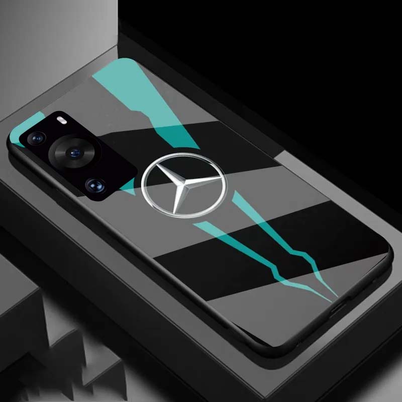 ขายดี เคสป้องกันโทรศัพท์มือถือกระจก ลายโลโก้ Mercedes Benz กันน้ํา สําหรับ Huawei P30 Pro P40Pro Plus P50 P60 ART