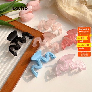 Lovito กิ๊บติดผมลําลอง ทรงอสมมาตร แบบเรียบ สําหรับผู้หญิง LNA09360 (สีชมพูอ่อน/ม่วงอ่อน/ดํา)