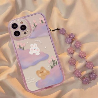 เคสป้องกันโทรศัพท์มือถือ แบบนิ่ม ลายการ์ตูนหมี และกระต่าย สําหรับ Apple IPhone XR 11 12 Promax 13 7plus 8 XS