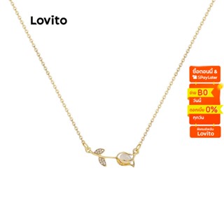 Lovito สร้อยคอ จี้ดอกไม้ สำหรับผู้หญิง LNA14116 (สีทอง)