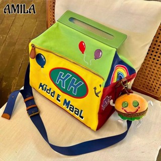 AMILA กระเป๋าเดินทาง SpongeBob SquarePants กระเป๋ารถเข็นความจุขนาดใหญ่ กระเป๋าเก็บของ กระเป๋ายิม Messenger เดินทางไปทำงาน
