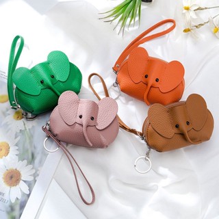 Shopkeepers selection# New bag creative card bag key bag genuine leather elephant cute coin purse female mini clutch coin bag 9.12N