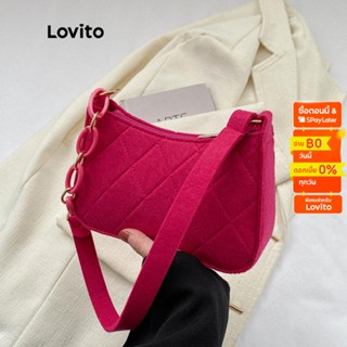 Lovito กระเป๋าสะพายไหล่ ขนาดเล็ก แต่งสายโซ่ ลําลอง สําหรับผู้หญิง LNA09129 (สีชมพู/ดํา)