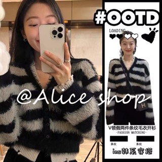 Alice  เสื้อแฟชั่นผู้หญิง เสื้อแขนยาว คลุม ไหมพรม ครอปเสื้อแขนยาว  ทันสมัย Trendy สวย Unique A91K5OS 36Z230909