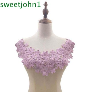 Sweetjohn Applique ผ้าลูกไม้ ปักลายดอกไม้ สําหรับตกแต่งคอปกเสื้อ DIY