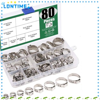 Lontime คลิปหนีบท่อ สเตนเลส 304 1/4 นิ้ว -15/16 นิ้ว สีเงิน 80 ชิ้น