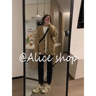 Alice  เสื้อแฟชั่นผู้หญิง เสื้อแขนยาว คลุม ไหมพรม ครอปเสื้อแขนยาว  Beautiful fashion Trendy Unique A91K5OM 36Z230909