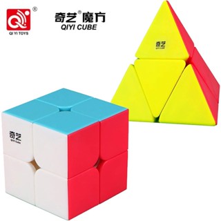 Qiyi ชุดลูกบาศก์พีระมิดปริศนา 2x2 2x2x2 สีสดใส ของเล่นสําหรับเด็ก