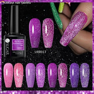 กลิตเตอร์สะท้อนแสง Nail Gel Oil Pink Sequins Gel Nail Polish Soak UV Nail Gel Semi-permanent Nail Art Decoration 【goob】