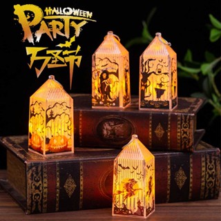 1pcs/4pcs Halloween Led Candle Tea Light Vintage Castle Pumpkin Ghost Hanging LED Lamp