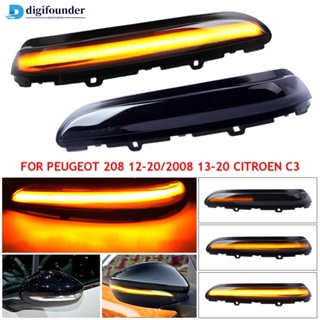 Digifounder ไฟเลี้ยวไดนามิก LED กระพริบ สําหรับ Peugeot 208 2008 2012-2020 A2G6 2 ชิ้น