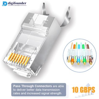 Digifounder ตัวเชื่อมต่อผ่าน RJ45 Cat8 Cat7 &amp; Cat6A 8P8C 50UM ชุบทอง FTP/STP 1 ชิ้น | Rj45 โมดูลาร์ปลั๊กเครือข่าย - 1.5 มม. F6T9