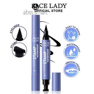 Sace Lady 2 In 1 อายไลเนอร์ Double HEAD ปากกาอายไลเนอร์กันน้ำสำหรับ CAT EYE Winged Eye เครื่องสำอางค์แสตมป์ปีกอายไลเนอร์ TECH3