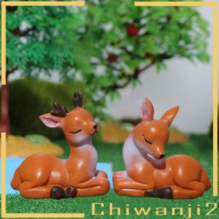 [Chiwanji2] ฟิกเกอร์กวาง ขนาดเล็ก สําหรับตกแต่งห้องนั่งเล่น บอนไซ 2 ชิ้น