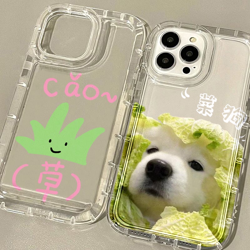 น่ารักผักสุนัขทาสี anti-drop ถุงลมนิรภัย TPU โทรศัพท์มือถือ soft case สำหรับ iPhone 11 14 15 12 13 Pro Max 6 7 8 Plus XR