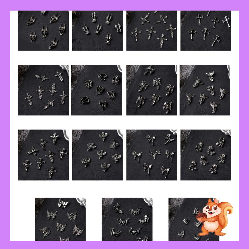 Punk Skeleton Nail Art Charms Skull Tips Decoration Rhinestones Nail Accessory