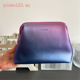 Sea Blue Mystery Gradient Colorful Opening Cosmetic Bag Storage Bag Toiletry Bag Portable Clutch