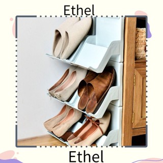 Ethel1 ชั้นวางรองเท้า แบบพลาสติก ประหยัดพื้นที่ ประกบได้ สไตล์เรียบง่าย สําหรับประตูทางเข้า