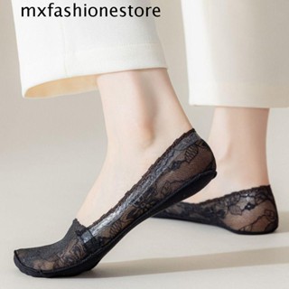 Mxfashione ผู้หญิง ลูกไม้ เรือ ถุงเท้าแฟชั่น นุ่ม สั้น ครึ่งฟุต ร้านขายชุดชั้นใน ยืดหยุ่น ตัดต่ํา ตาข่าย ด้านล่างบาง ระบายอากาศ ถุงเท้าตัด
