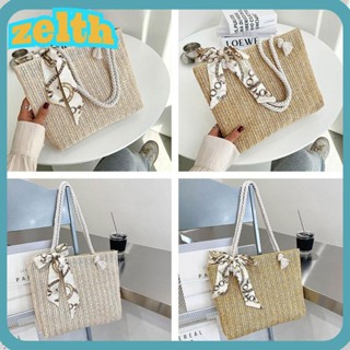 Zelth กระเป๋าถือ กระเป๋าสะพายไหล่ ทรงกลม ผ้าถัก สําหรับผู้หญิง