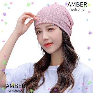 Amber หมวกบีนนี่ ผ้าพันคอ หมวกถักโครเชต์ ระบายอากาศ หมวกกะโหลกศีรษะ ตาข่าย ฮิปฮอป ด้านบน ที่ว่างเปล่า หมวกถัก แบบบาง ผู้หญิง