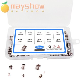 Mayshow ชุดสกรูหกเหลี่ยม M3-M8 10 ขนาด 304 200 ชิ้น