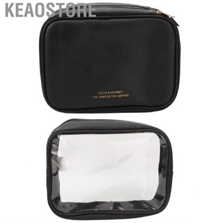 Keaostore Makeup Cosmetic Bag 2pcs Black Compartments Moistureproof 2 In 1 Large