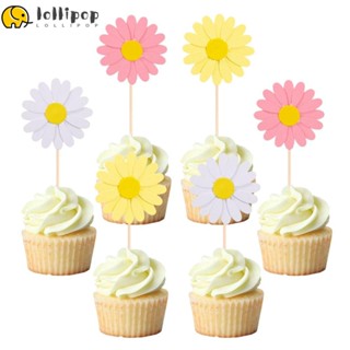 Lollipo1 ท็อปเปอร์พลาสติก รูปดอกเดซี่ 3 สี สําหรับตกแต่งเค้กวาเลนไทน์ ปาร์ตี้ DIY