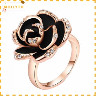 Moilyth แหวนแฟชั่น รูปดอกกุหลาบ ประดับคริสตัล ปรับได้
