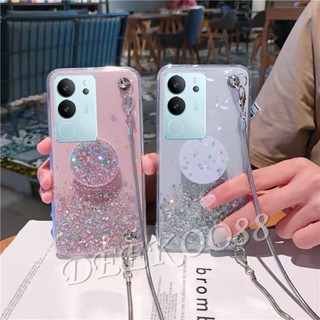 เคสโทรศัพท์มือถือ แบบนิ่ม ลายกากเพชร พร้อมสายคล้อง สําหรับ VIVO V29 VIVO V29 5G 2023