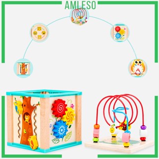 [Amleso] ของเล่นลูกบาศก์ไม้ Montessori เสริมการเรียนรู้เด็กวัยหัดเดิน