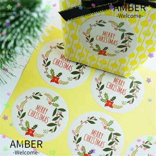 Amber สติกเกอร์ฉลาก ลายกวางคริสต์มาส 1 5 10 20 30 50 แผ่น สําหรับตกแต่งปาร์ตี้คริสต์มาส