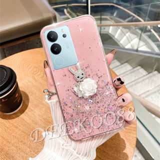  เคสโทรศัพท์มือถือ TPU แบบนิ่ม ลายกระต่ายน่ารัก 3D สีขาว สําหรับ VIVO V29 VIVO V29 5G