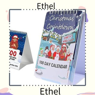 Ethel1 ปฏิทินตั้งโต๊ะ นับถอยหลัง ภาษาอังกฤษ แบบพกพา DIY สําหรับของขวัญคริสต์มาส สโนว์แมน