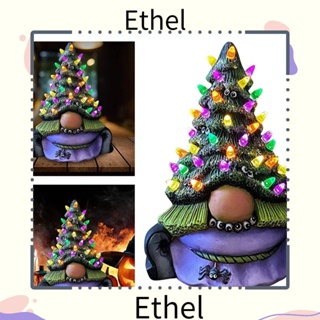 Ethel1 โคมไฟ LED เรซิ่น รูปซานตาคลอส โนมสีม่วง ทนทาน สําหรับตกแต่งต้นคริสต์มาส