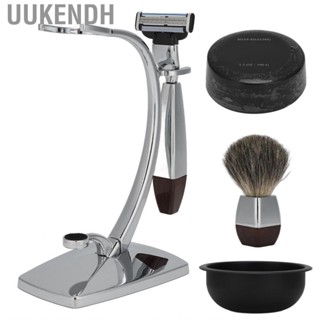 Uukendh Shaving Kit  5PCS Beard Cleaning Tool Brush Stand Sturdy 100g Soap Manual Shave Razor for Men