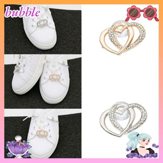 Bubble 2 ชิ้น คลิปรองเท้า พลอยเทียม DIY เชือกผูกรองเท้า หัวเข็มขัด