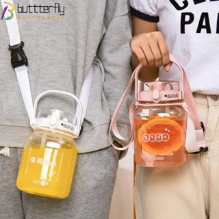 Buttterfly ขวดน้ํา แบบพกพา พร้อมสายคล้องไหล่ ขนาดใหญ่ สําหรับเด็ก