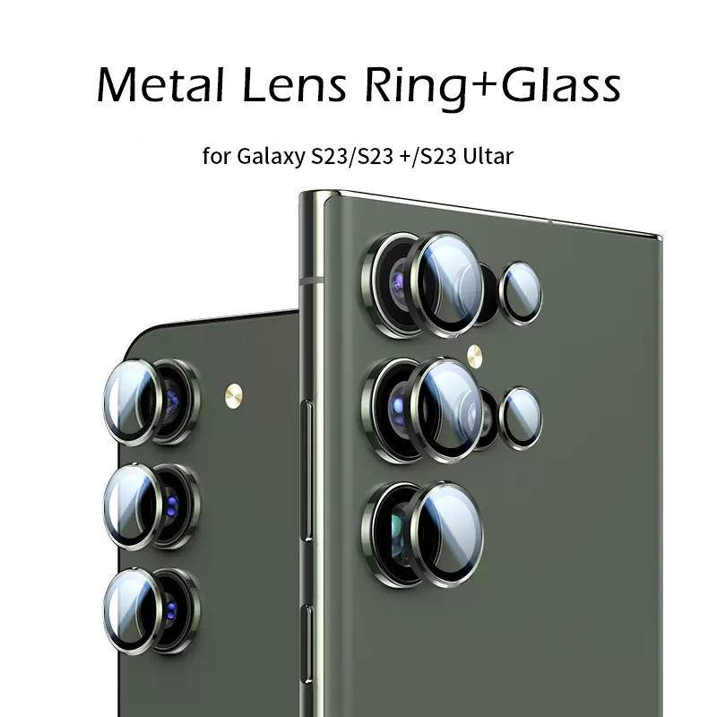 ตัวป้องกันกล้อง สําหรับ Samsung Galaxy S23 Plus Ultra แหวนเลนส์ โลหะ กระจกนิรภัย