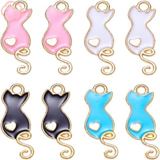 Mioshop จี้โลหะ รูปแมว สีดํา สําหรับทําเครื่องประดับ DIY