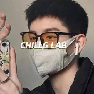 CHILLG LAB แว่นตาผู้ชาย แว่นกันแดดสีน้ำตาลใหม่สุทธิสีแดงสไตล์เดียวกันเทรนด์แฟชั่นกรอบสี่เหลี่ยมย้อนยุค