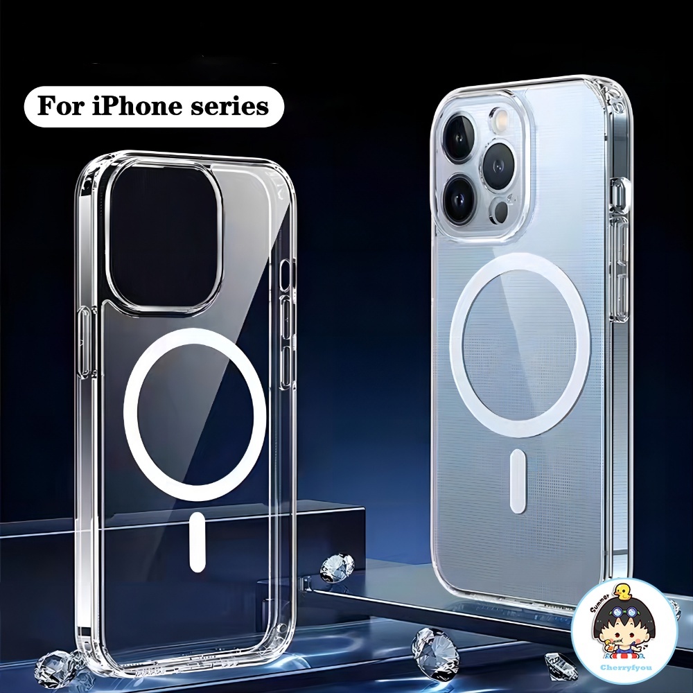เคสโทรศัพท์มือถืออะคริลิคแข็ง แบบแม่เหล็กไร้สาย สําหรับ IPhone 15 14 13 12 11 Pro Max X XS XR 7 8