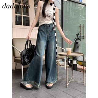 DaDulove💕 New American Ins High Street Retro Raw Edge Jeans Niche High Waist Loose Wide Leg Pants Trousers