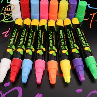 ปากกามาร์กเกอร์เรืองแสง หลากสี / ชอล์กเขียนกระดานดํา ลบได้ / ปากกาโฆษณา LED