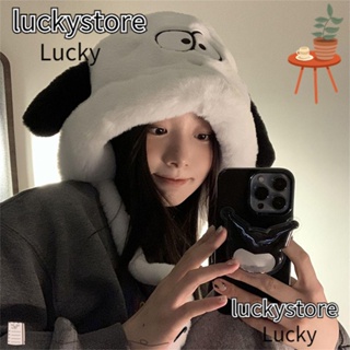 Lucky หมวกบีนนี่ลําลอง ลายการ์ตูนสุนัขน่ารัก ให้ความอบอุ่น เหมาะกับฤดูหนาว สําหรับผู้หญิง