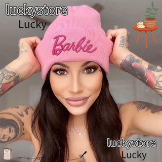 Lucky หมวกถัก ผ้าวูล แบบสวมหัว ปักลายแมว สีชมพู สําหรับตุ๊กตาบาร์บี้