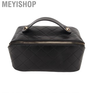 Meyishop Travel Makeup Bag Zipper Design PU Leather Durable  Portable Black Large  for