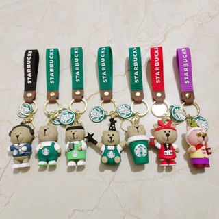 Yb3 Starbucks พวงกุญแจ จี้ตุ๊กตาหมี PVC น่ารัก สําหรับห้อยกระเป๋า รถยนต์ BY3