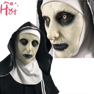 Goldensquare หน้ากากยาง รูป The Horror Scary Nun พร้อมผ้าพันคอ สําหรับแต่งคอสเพลย์ฮาโลวีน